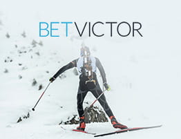 Ampumahiihto kohtaus ja BetVictor logo.