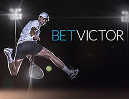 Tennis kohtaus ja BetVictor logo.
