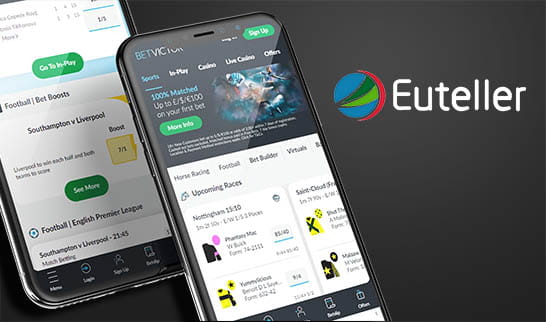 BetVictor valikoima mobiililaitteilla ja euteller logo