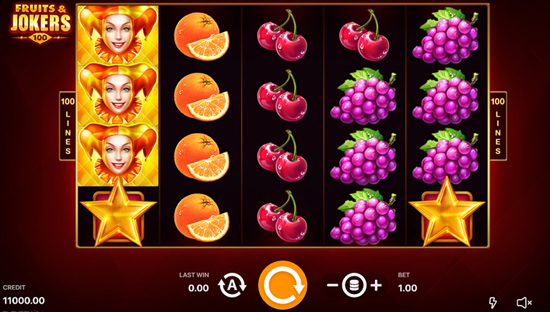 Fruits & Jokers: 100 lines demo-peli