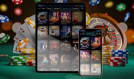 Griffon Casinon pelejä erilaisten mobiililaitteiden näytöillä.