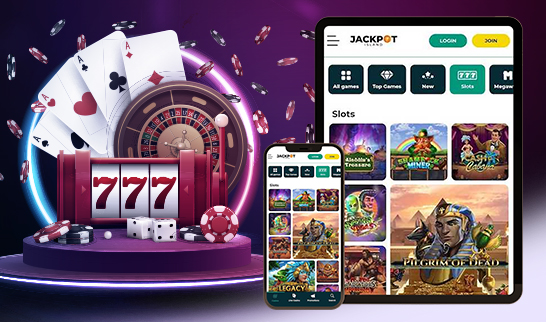 Jackpot Islandin pelejä mobiililaitteiden näytöillä.