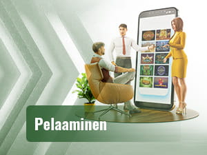 Pelaaja pelaa live-pelejä oikeiden jakajien kanssa suurella mobiililaitteella