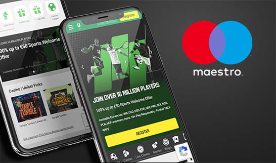 BetVictorin valikoima mobiililaitteilla ja Maestro logo