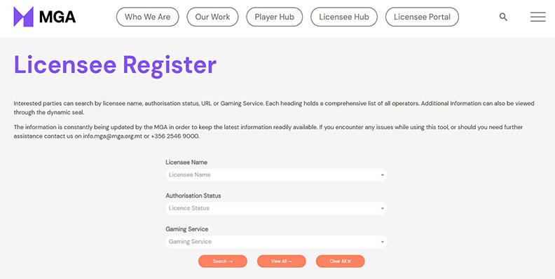 Malta Gaming Authorityn lisenssirekisteri