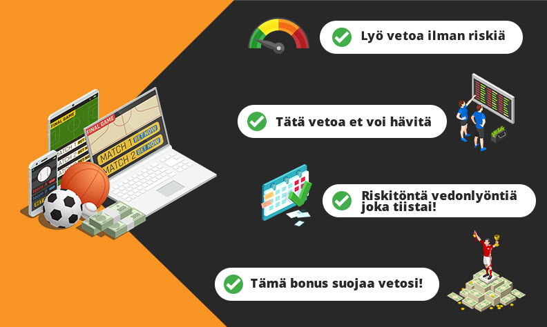 Esimerkkejä tavoista, joilla riskittömiä vetoja markkinoidaan