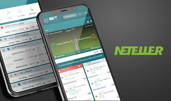 22BETin valikoima mobiililaitteilla ja Neteller logo