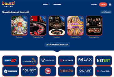 Buusti Kasino kotisivu