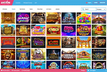 Esikatselukuva Evolve Casinon pelivalikoimasta