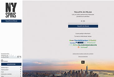 Esikatselukuva NYspins Kasinon kotisivuista