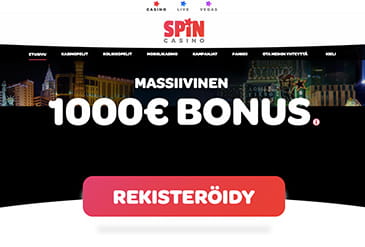 Esikatselu kuva Spin Casino kotisivuista