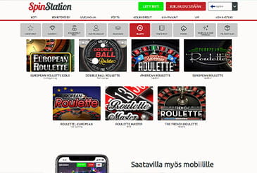 Esikatselu kuva Spin Station Kasinon pelivalikoimasta