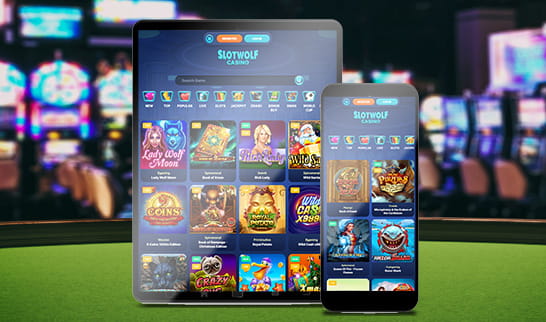 SlotWolf Casinon pelejä mobiililaitteiden näytöillä