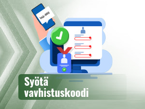 Puhelinnumeron ja vahvistuskoodin syöttäminen