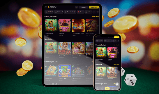 Zoome Casino pelejä mobiililaitteiden näytöillä.